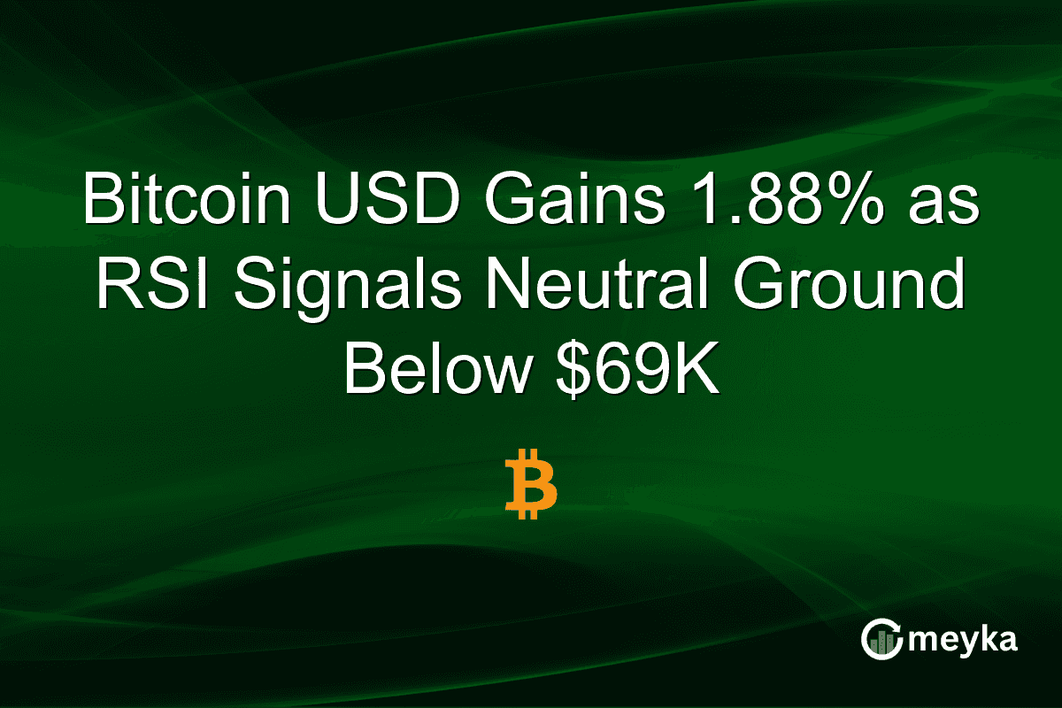 Bitcoin USD Gains 1.88% as RSI Signals Neutral Ground Below $69K